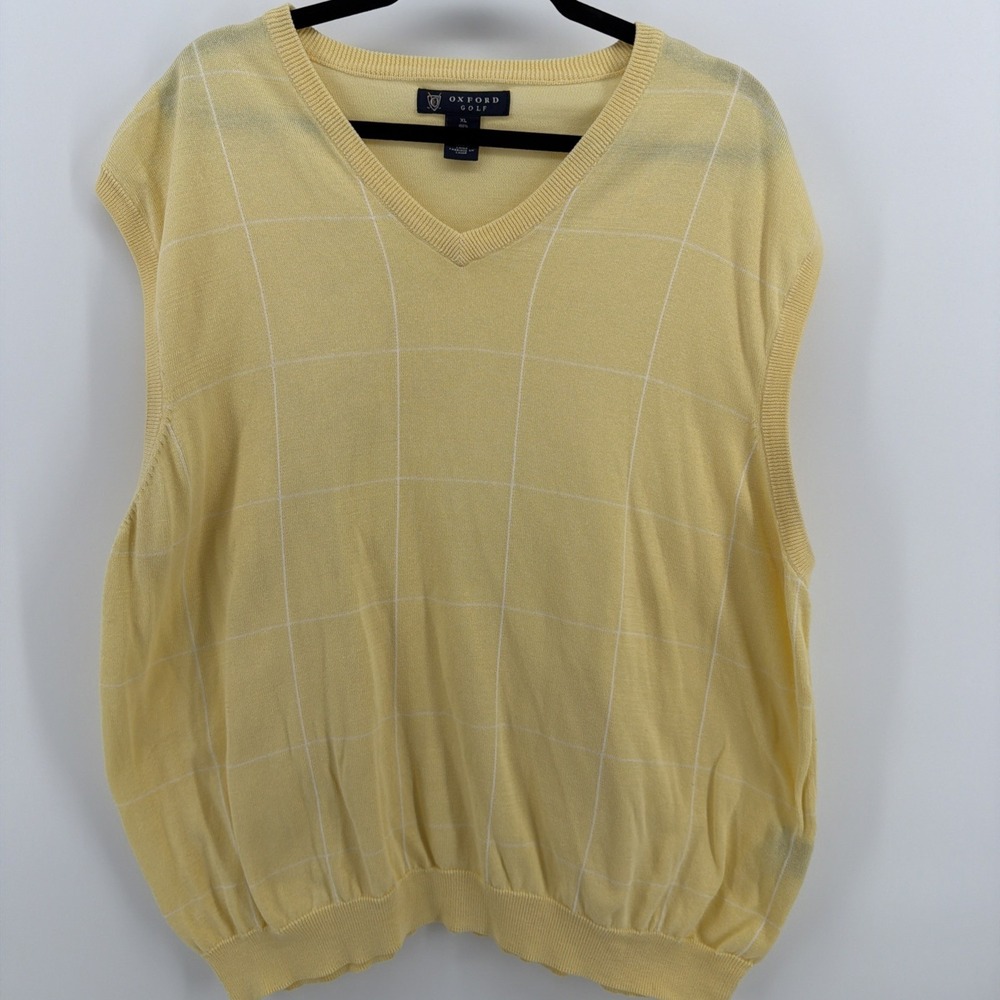 Oxford Golf Men's XL Butter Yellow Sweater‎ Vest Lightweight Preppy